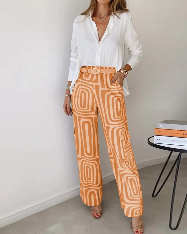 Zavando – Weiches elegantes Set mit locker sitzendem Hemd und weitem Hosen