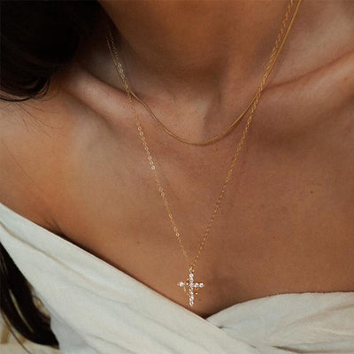 Crown & Cross Anhänger Choker Halskette