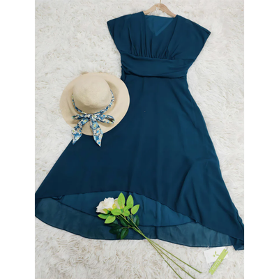 Damen V-Ausschnitt Ausgestelltes Formelles Kleid | Midi