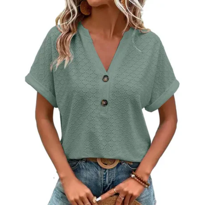 Kurzärmlige Sommerbluse Für Damen | V Ausschnitt