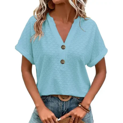 Kurzärmlige Sommerbluse Für Damen | V Ausschnitt