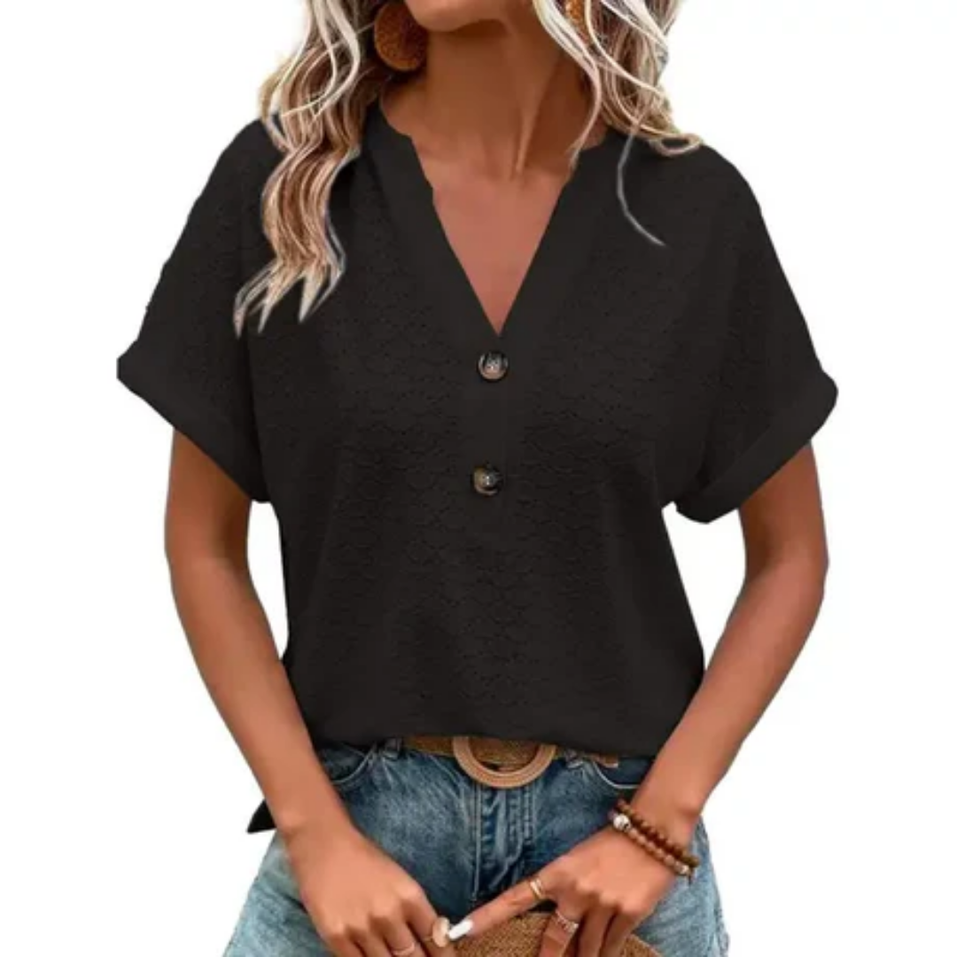 Kurzärmlige Sommerbluse Für Damen | V Ausschnitt