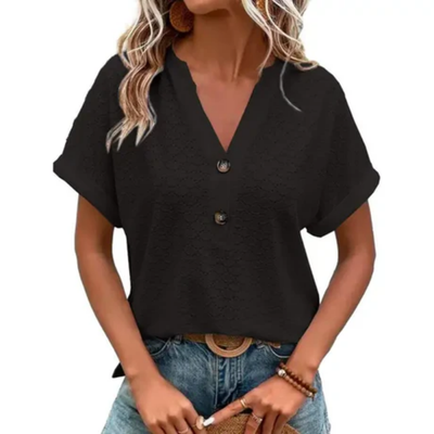Kurzärmlige Sommerbluse Für Damen | V Ausschnitt