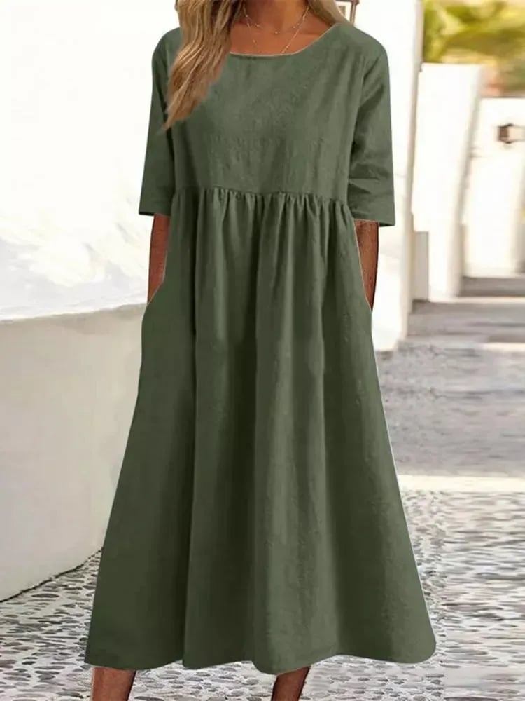 Zavando - Lässiges Baumwoll-Leinen-Kleid