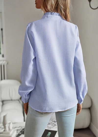 Knopfleiste Bluse Mit Rüschen Für Damen | Lässig