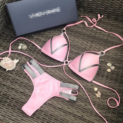 Damen Gold Details Triangle Bikini Set | Zwei-Teile