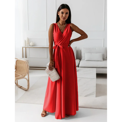 Wickelkleid Mit V ausschnitt Und Ärmeln Für Damen | Maxi