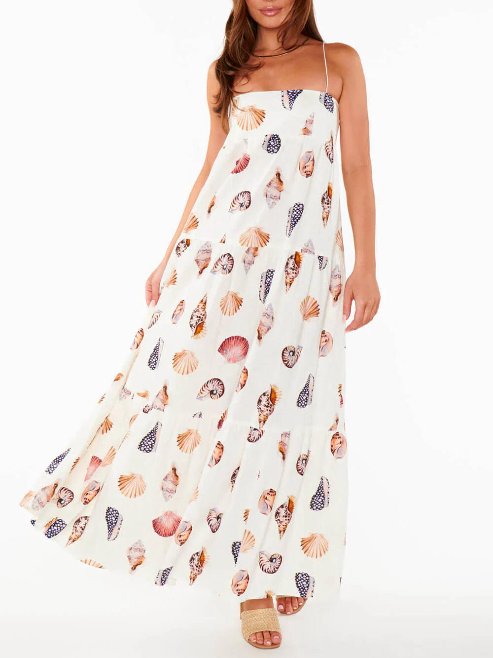 Zavando – Stilvolles Maxikleid mit Muschel-Print
