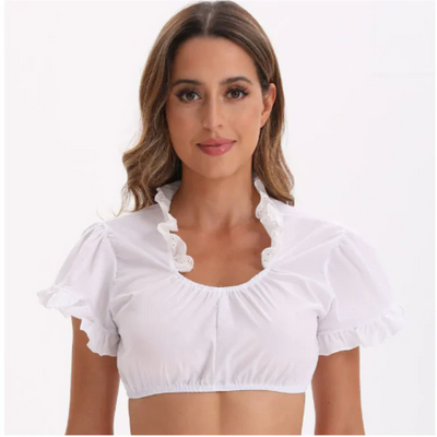 Dirndlbluse Mit Rüschen Für Damen | Kurzarm