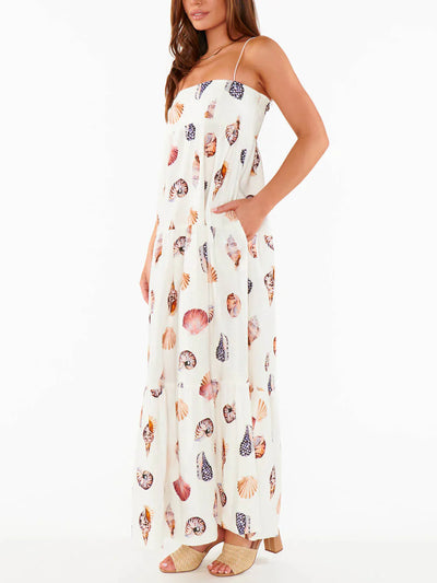 Zavando – Stilvolles Maxikleid mit Muschel-Print