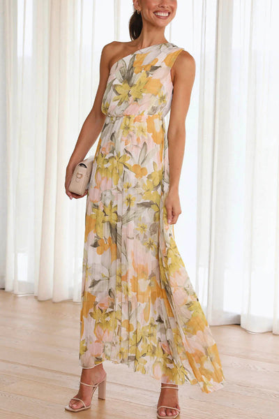 Schulterfreies Maxikleid Mit Blumenmuster Für Damen