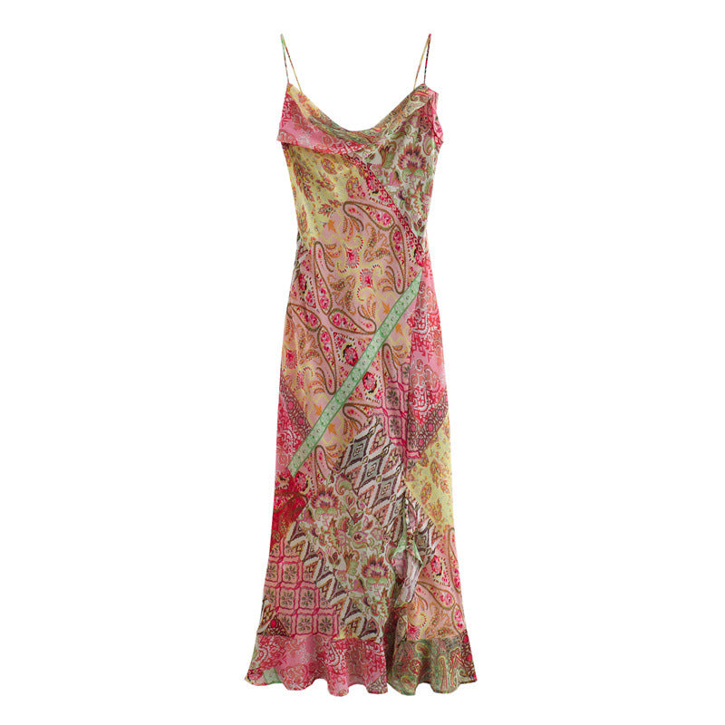 Zavando | Patchwork rückenfreies Kleid für Frauen
