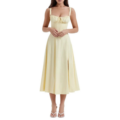 Damen Sommer Blumen Bustier Korsett Elegantes Kleid | Midi