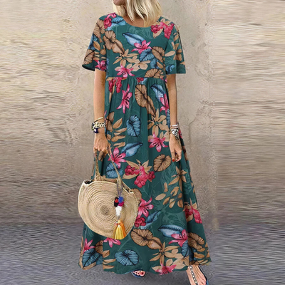 Damen Sommerkleid Mit Blumenmuster | Maxikleid