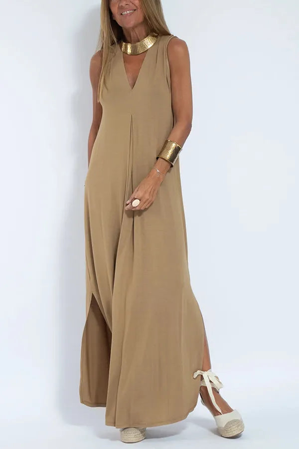 Braunes Kleid + schwarze Weste