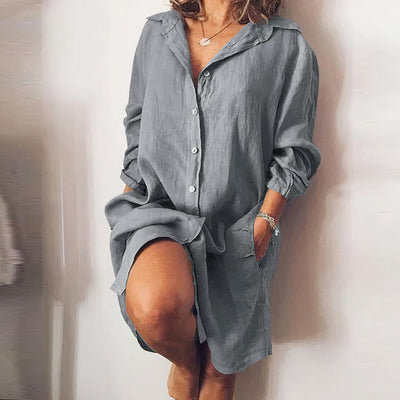 Button-Down Midi Hemdkleid für Damen