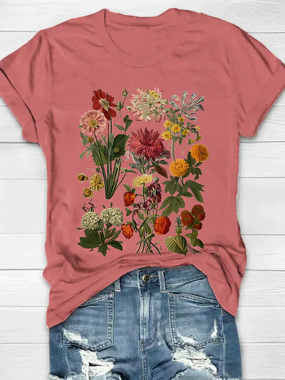 Kurzärmliges T Shirt Mit Blumendruck Für Damen | Sommer