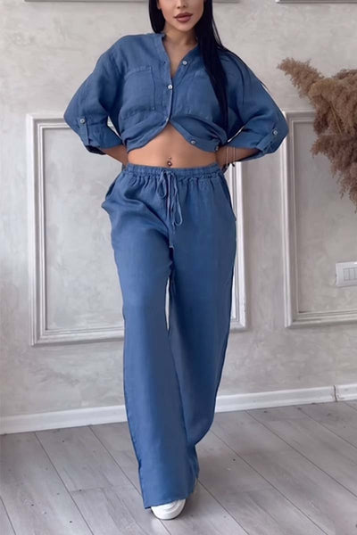 Zavando-Set für Frauen - luftige Bluse & weite Hose