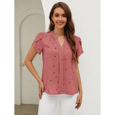 Damen V Ausschnitt Kurzarm Top | Lässig