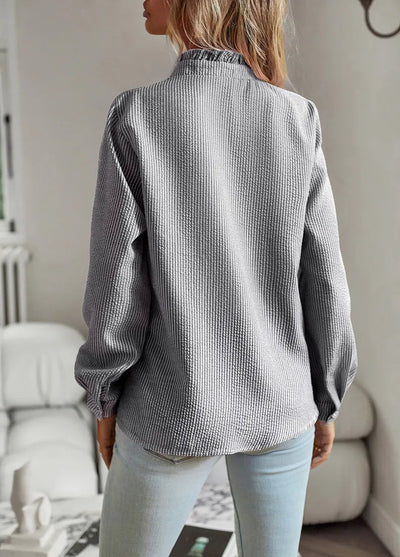 Knopfleiste Bluse Mit Rüschen Für Damen | Lässig