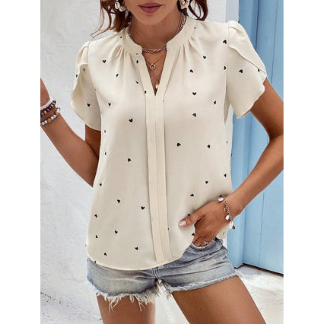Damen V Ausschnitt Kurzarm Top | Lässig