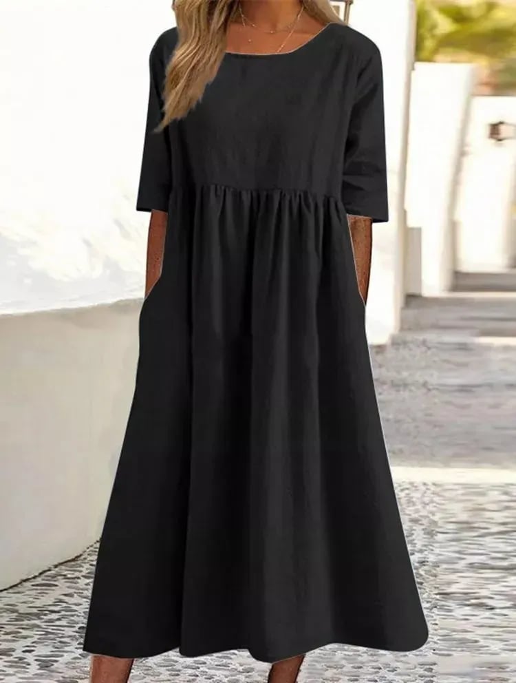 Zavando - Lässiges Baumwoll-Leinen-Kleid