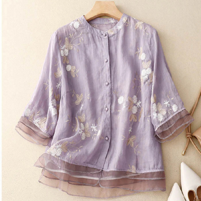 Damen Halbe Ärmel Button Down Bluse | Atmungsaktiv