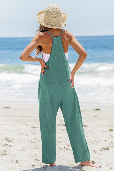 Ärmelloser Jumpsuit mit Rundhalsausschnitt und Schrittnaht