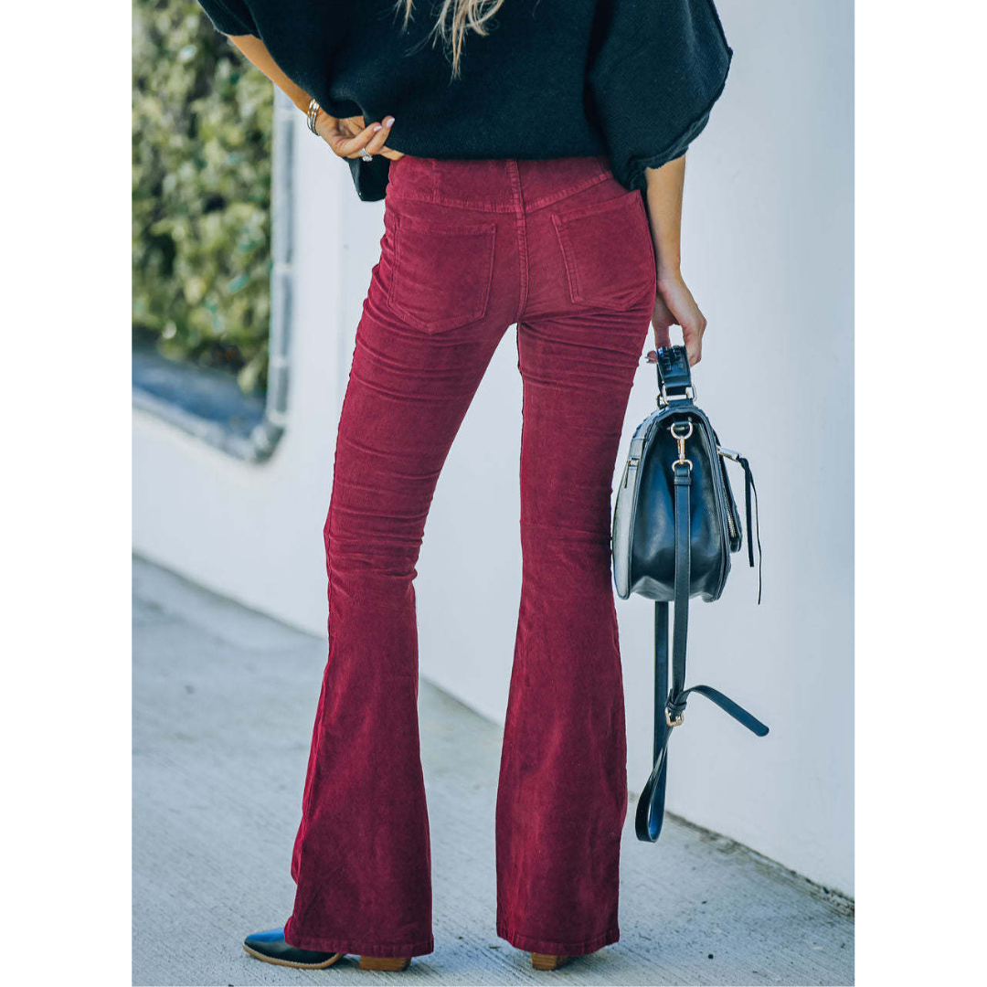 Cordhose Mit Hoher Taille Für Damen | Weites Bein