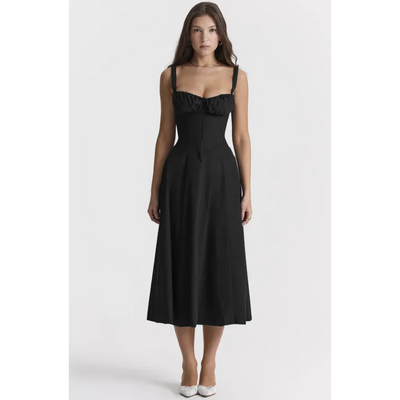 Damen Sommer Blumen Bustier Korsett Elegantes Kleid | Midi