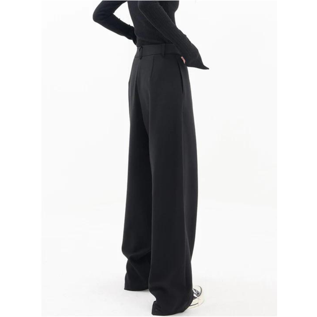 Damenhose Mit Hoher Taille Und Weitem Bein | Asymmetrisch