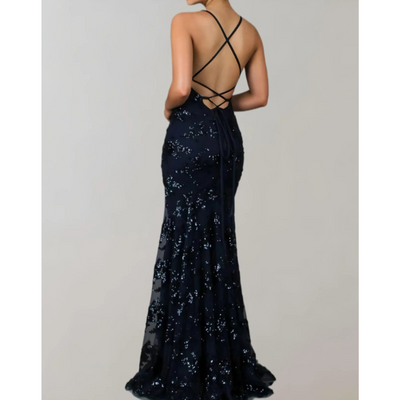 Schimmerndes Damen V Ausschnitt Kleid | Maxi