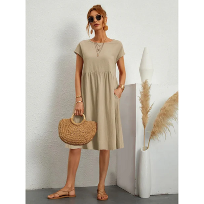 Elegantes Sommerkleid Mit Kurzen Ärmeln Für Damen | Midi