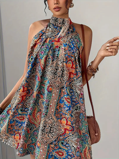Zavando – Künstlerisches Neckholder-Minikleid