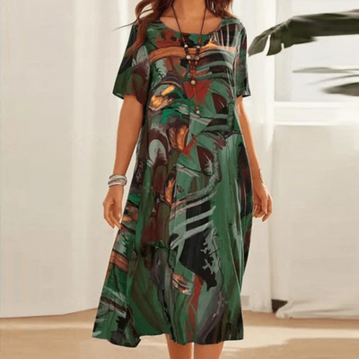 Bequemes Bedrucktes Sommerkleid Für Damen | Midi