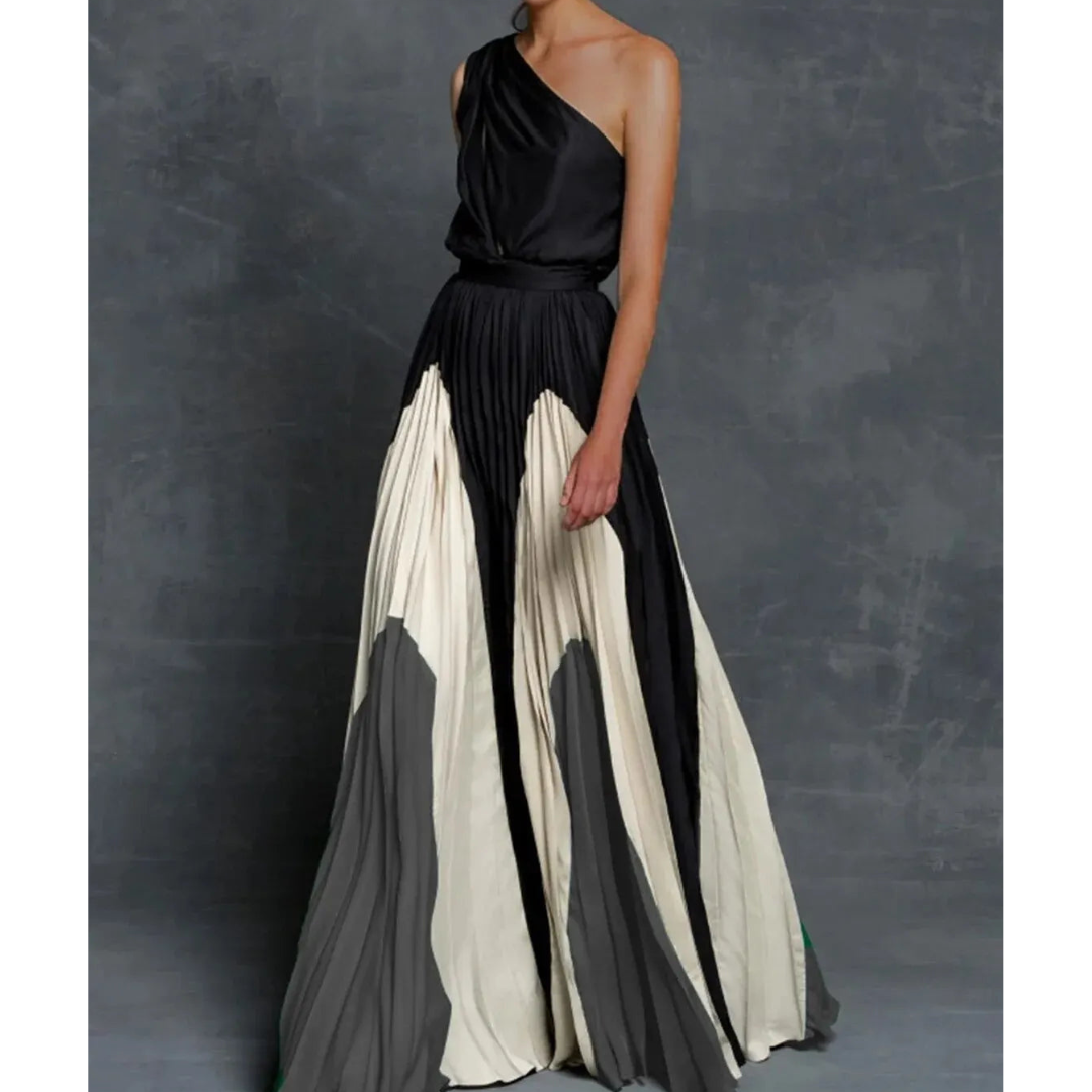 Asymmetrisches Plisseekleid Mit Einer Schulter Für Damen | Maxi