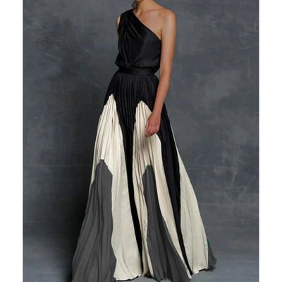 Asymmetrisches Plisseekleid Mit Einer Schulter Für Damen | Maxi
