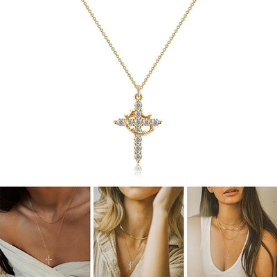 Crown & Cross Anhänger Choker Halskette