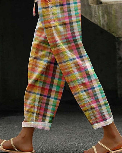 Mehrfarbige Vintage Hose Für Damen | Sommer