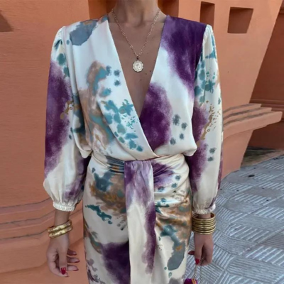 Zavando - Elegantes Kleid mit V-Ausschnitt