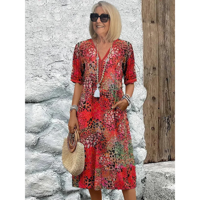 Elegantes Sommerkleid Mit V Ausschnitt Für Damen | Midi