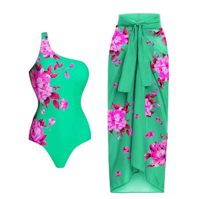 Einteiliger Bikini Mit Überwurf Set Für Damen | Bedruckt