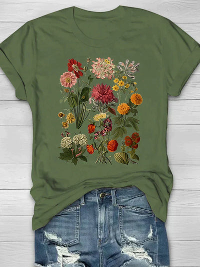 Kurzärmliges T Shirt Mit Blumendruck Für Damen | Sommer