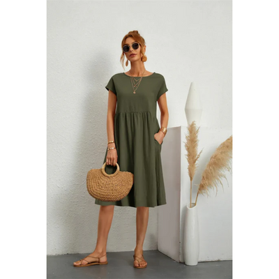 Elegantes Sommerkleid Mit Kurzen Ärmeln Für Damen | Midi