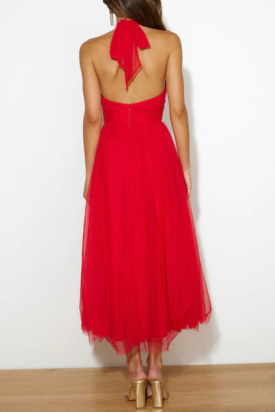 Elegantes Neckholderkleid Für Damen | Midi