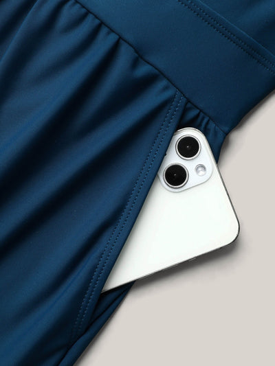 Zavando Einteiler-Badeanzug mit Wickelausschnitt und Gürtel