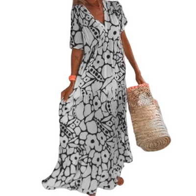 Bedrucktes Maxikleid Mit V Ausschnitt Für Damen
