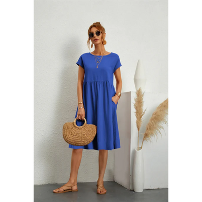 Elegantes Sommerkleid Mit Kurzen Ärmeln Für Damen | Midi