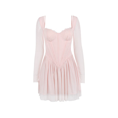 Langärmliges Damen Französisches Kleid | Mini