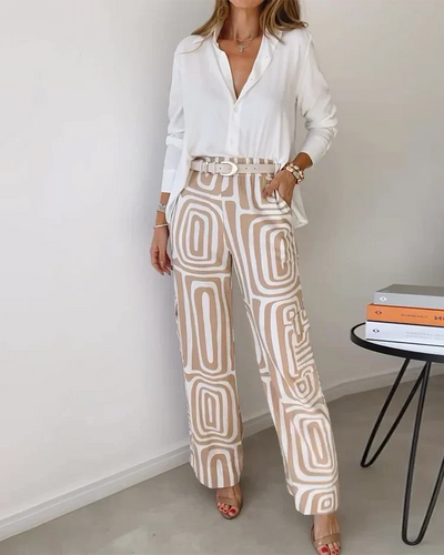 Zavando – Weiches elegantes Set mit locker sitzendem Hemd und weitem Hosen